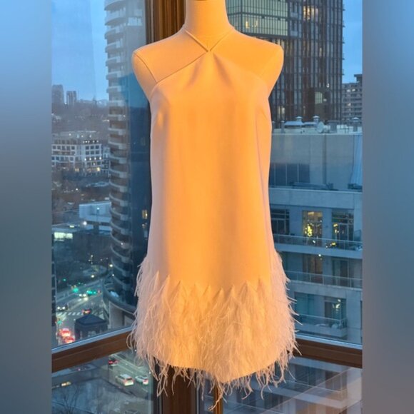 🆕 ALEXIS 🧿 NWOT Bristal Feather Trimmed Mini Dress, White, Sz S - Picture 7 of 16